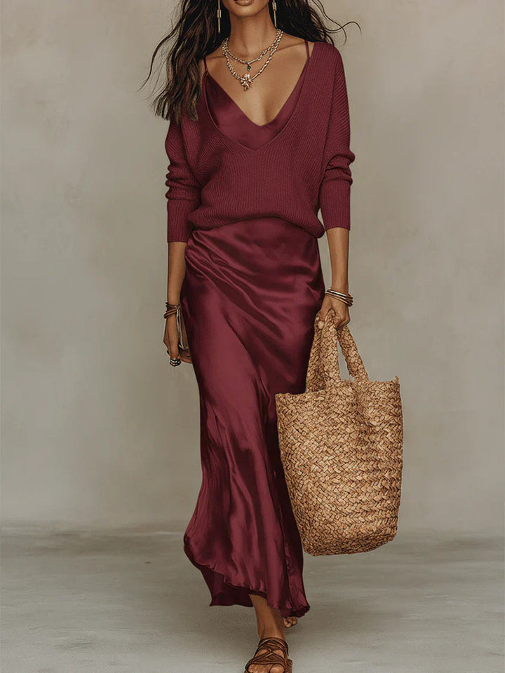 Emerson™ | Elegant Satin Midi Dress