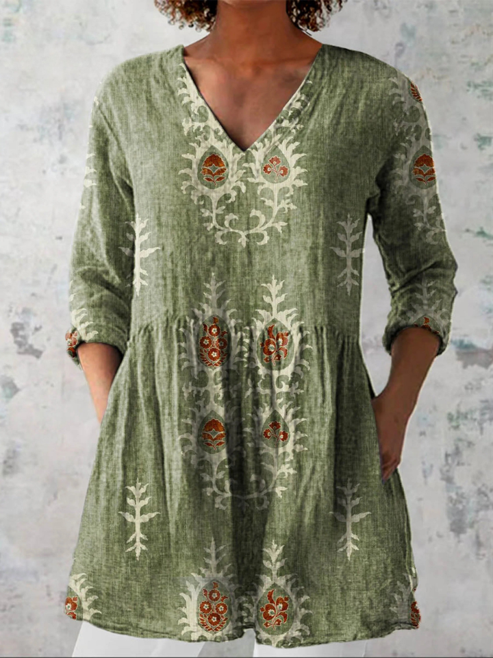 Cressida™ | Long Blouse with V-Neck