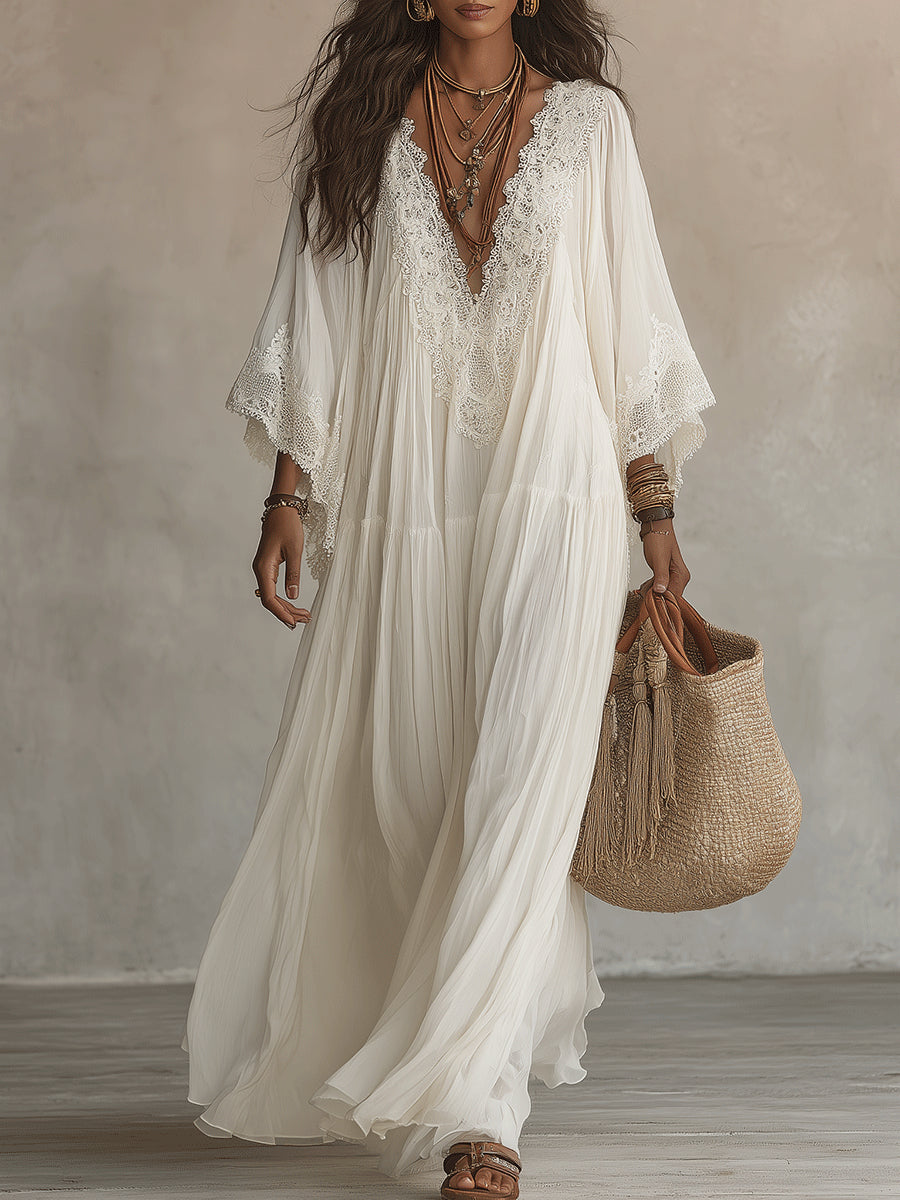 Aurelia | Ivory Chiffon Lace Dress