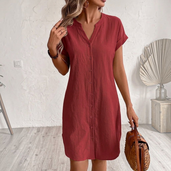 Amora™ | Relaxed Linen Shirt Dress