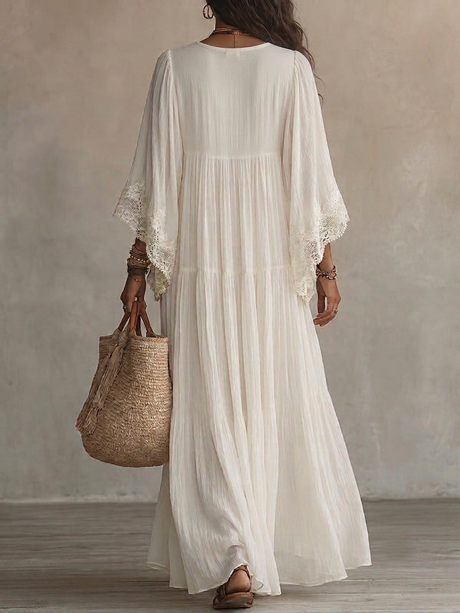 Aurelia | Ivory Chiffon Lace Dress