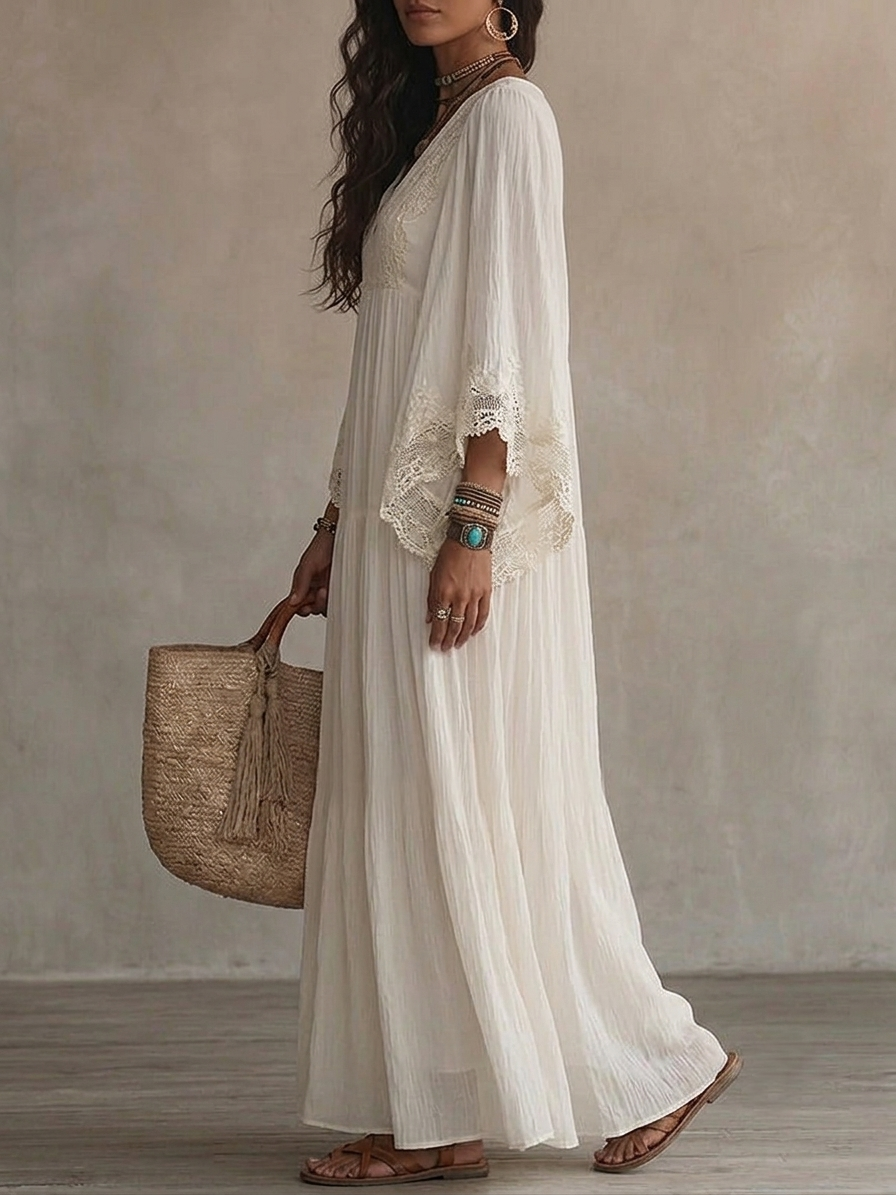 Aurelia | Ivory Chiffon Lace Dress