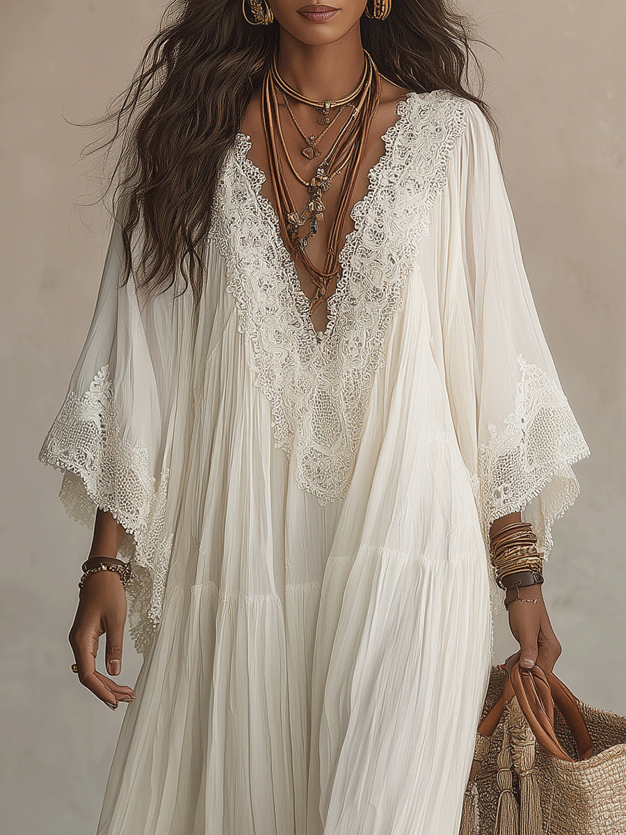 Aurelia | Ivory Chiffon Lace Dress