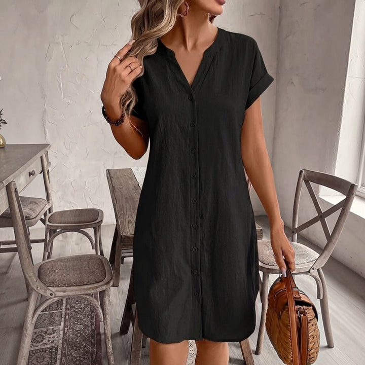 Amora™ | Relaxed Linen Shirt Dress