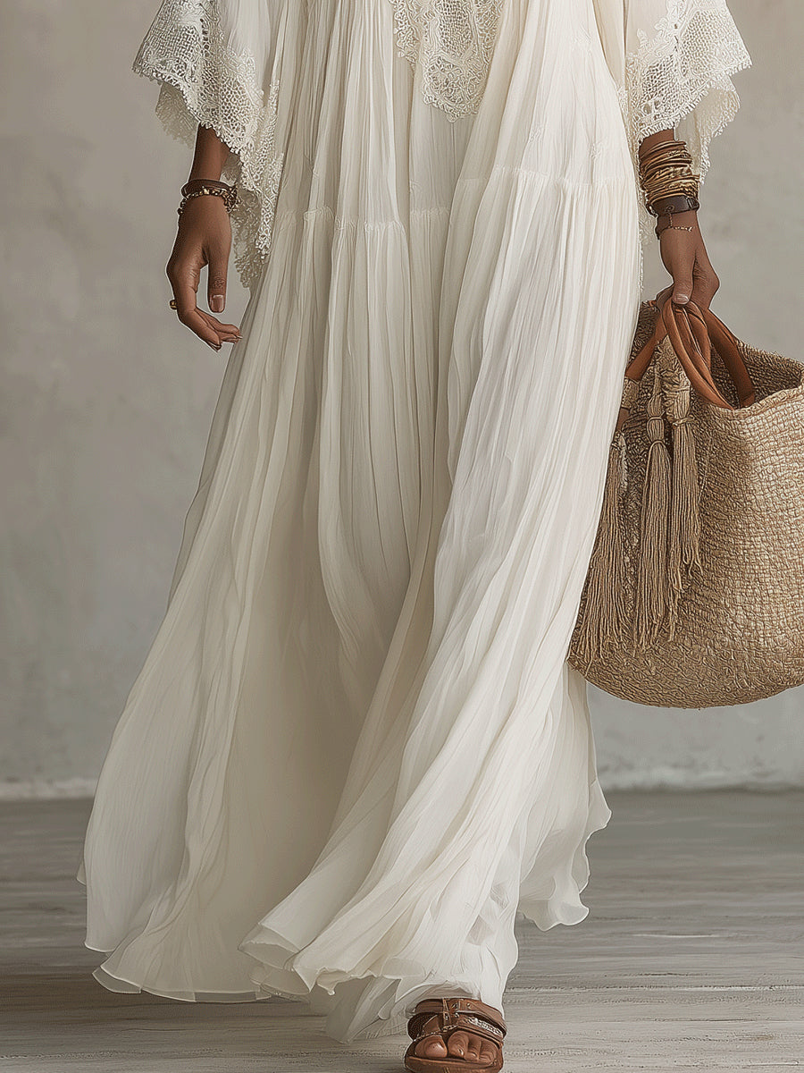 Aurelia | Ivory Chiffon Lace Dress