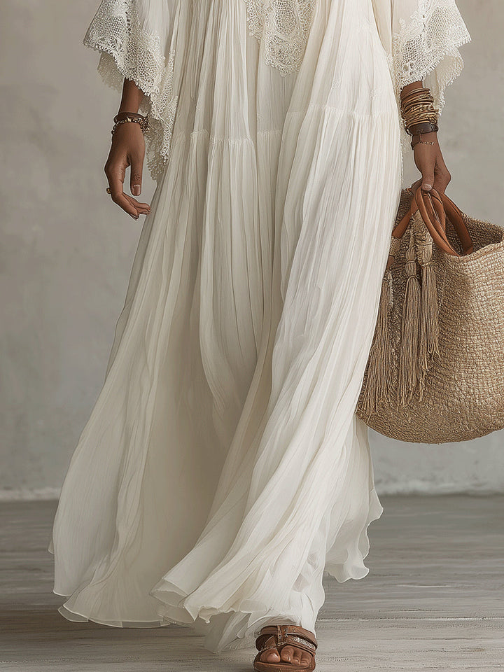Aurelia | Ivory Chiffon Lace Dress