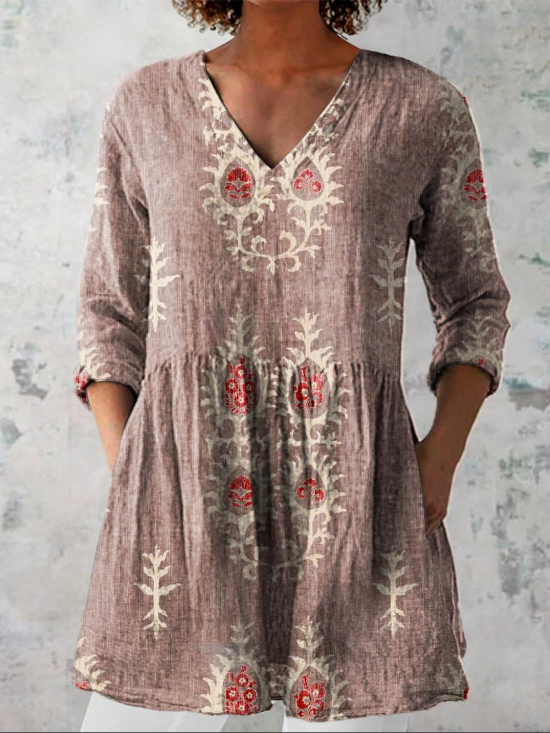 Cressida™ | Long Blouse with V-Neck