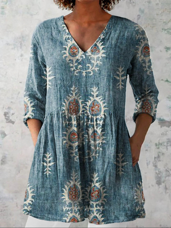 Cressida™ | Long Blouse with V-Neck