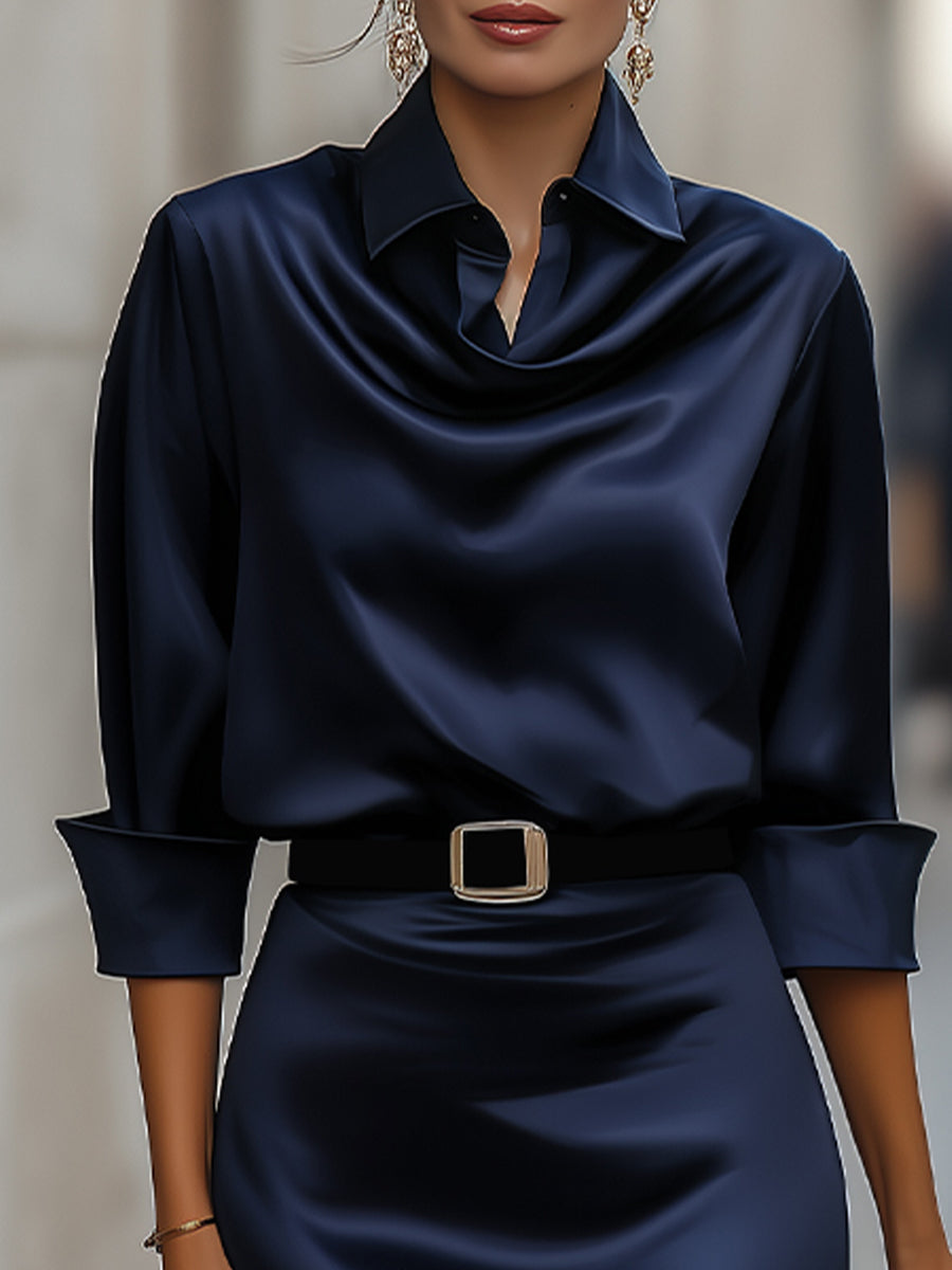 Adeline™ | Elegant Satin Midi Dress