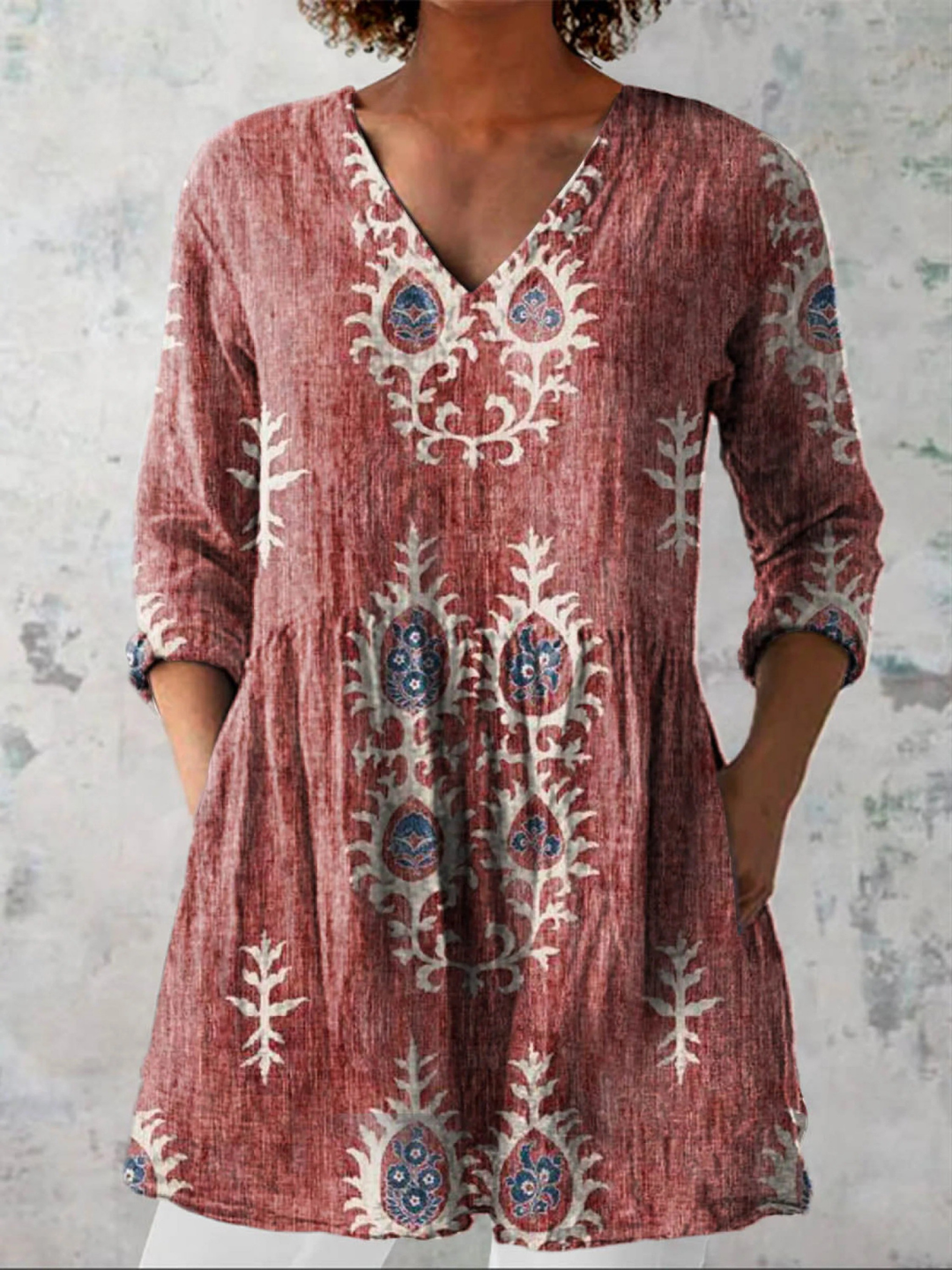Cressida™ | Long Blouse with V-Neck
