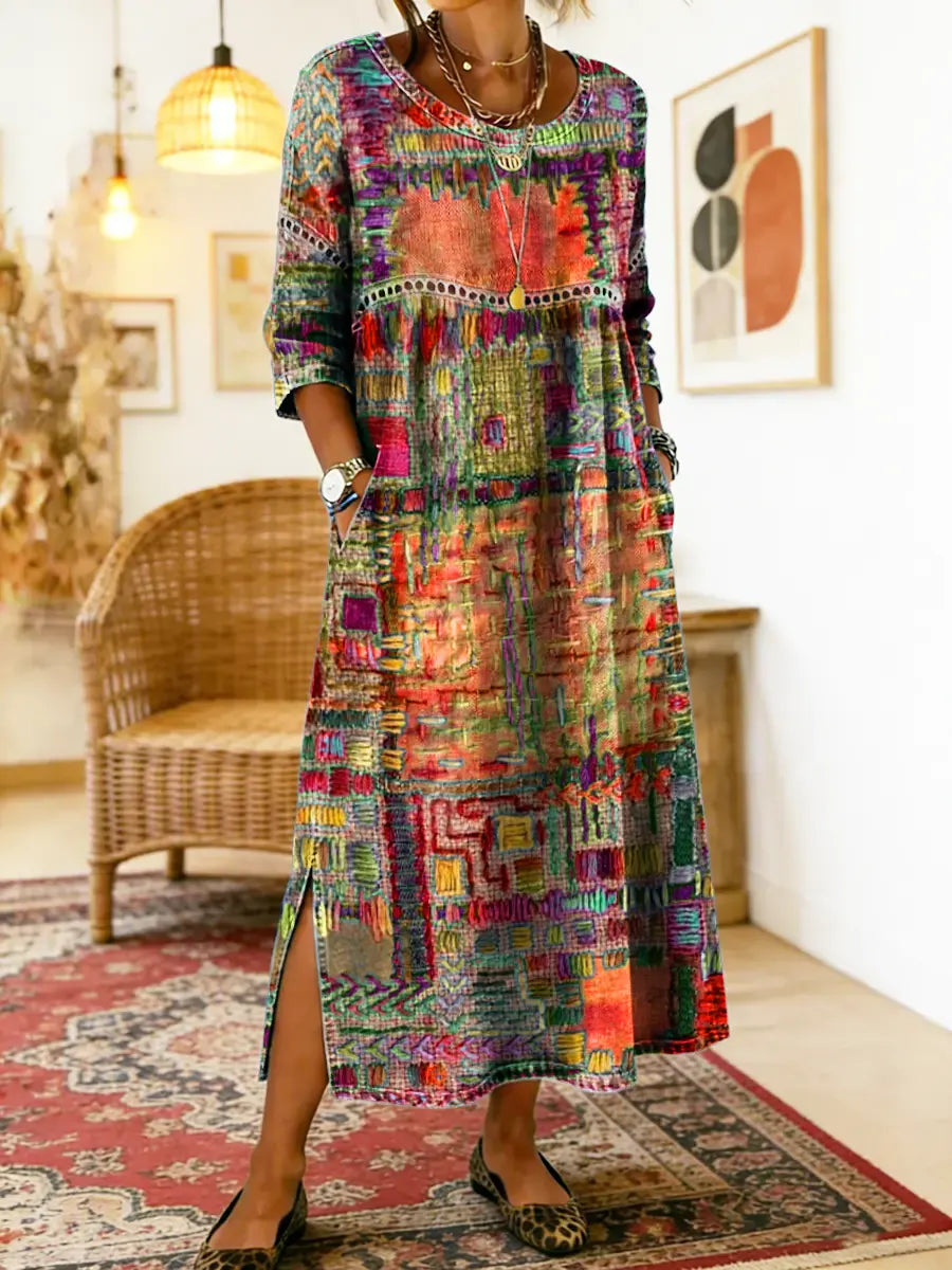 Mila™ | Boho Patchwork Dress