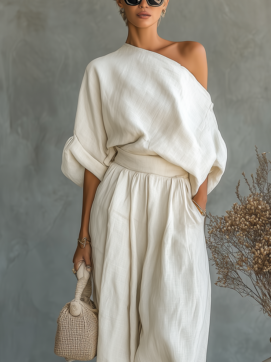 Aurora™ | Luxe One-Shoulder Linen Set