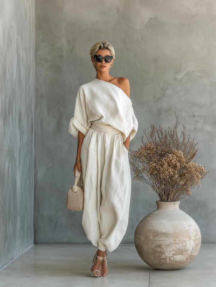 Aurora™ | Luxe One-Shoulder Linen Set