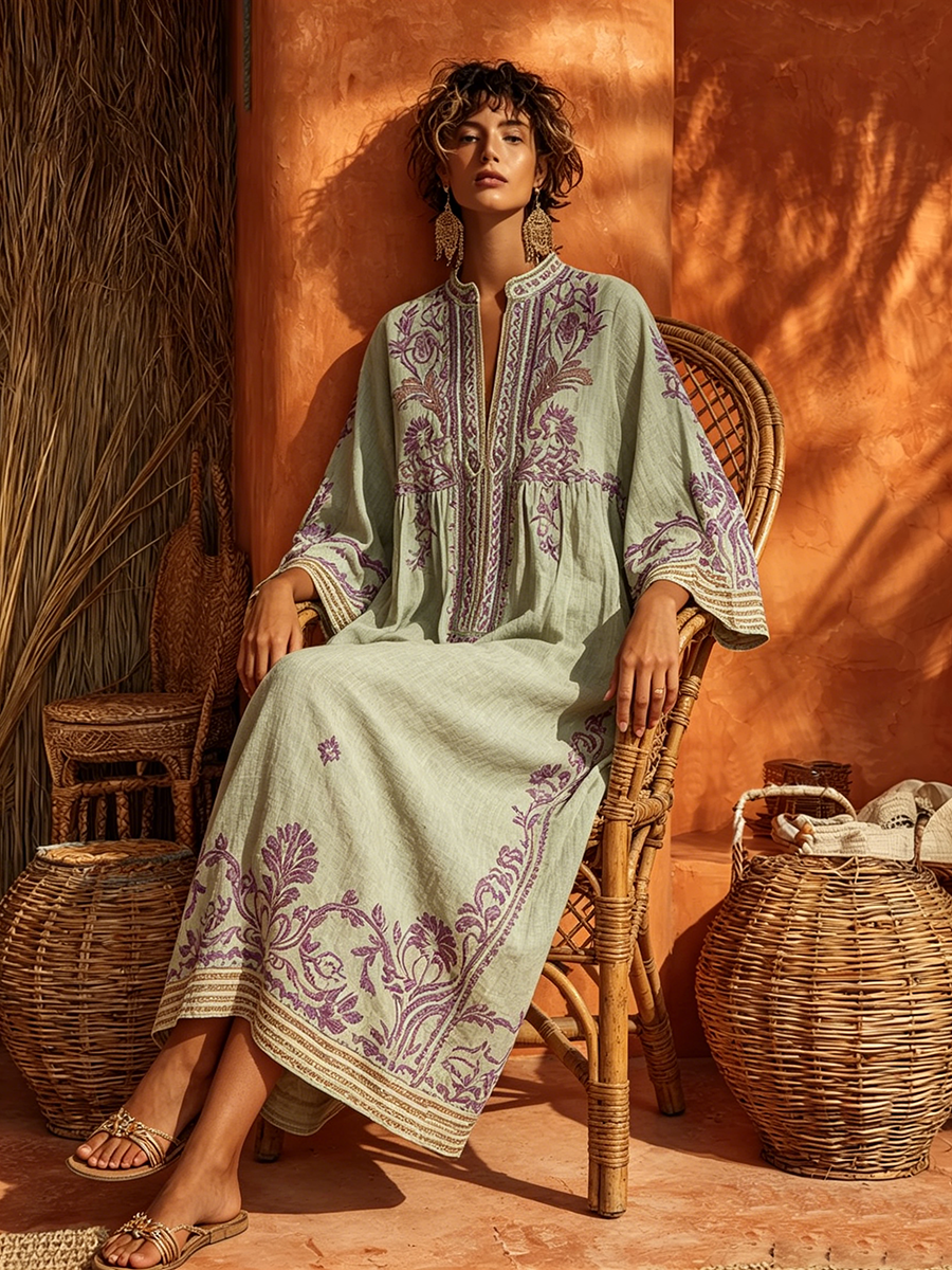 Celestina - Robe boho brodée au charme méditerranéen